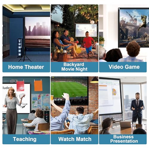 Projector Screen with Stand, Towond 120 inch Portable Movie Screen Indoor Outdoor 16:9 HD Front Rear Projection Screen with Carry Bag Wrinkle-Free and Foldable Polyester Fabric Design for Home Theater by TOWOND - Image 6