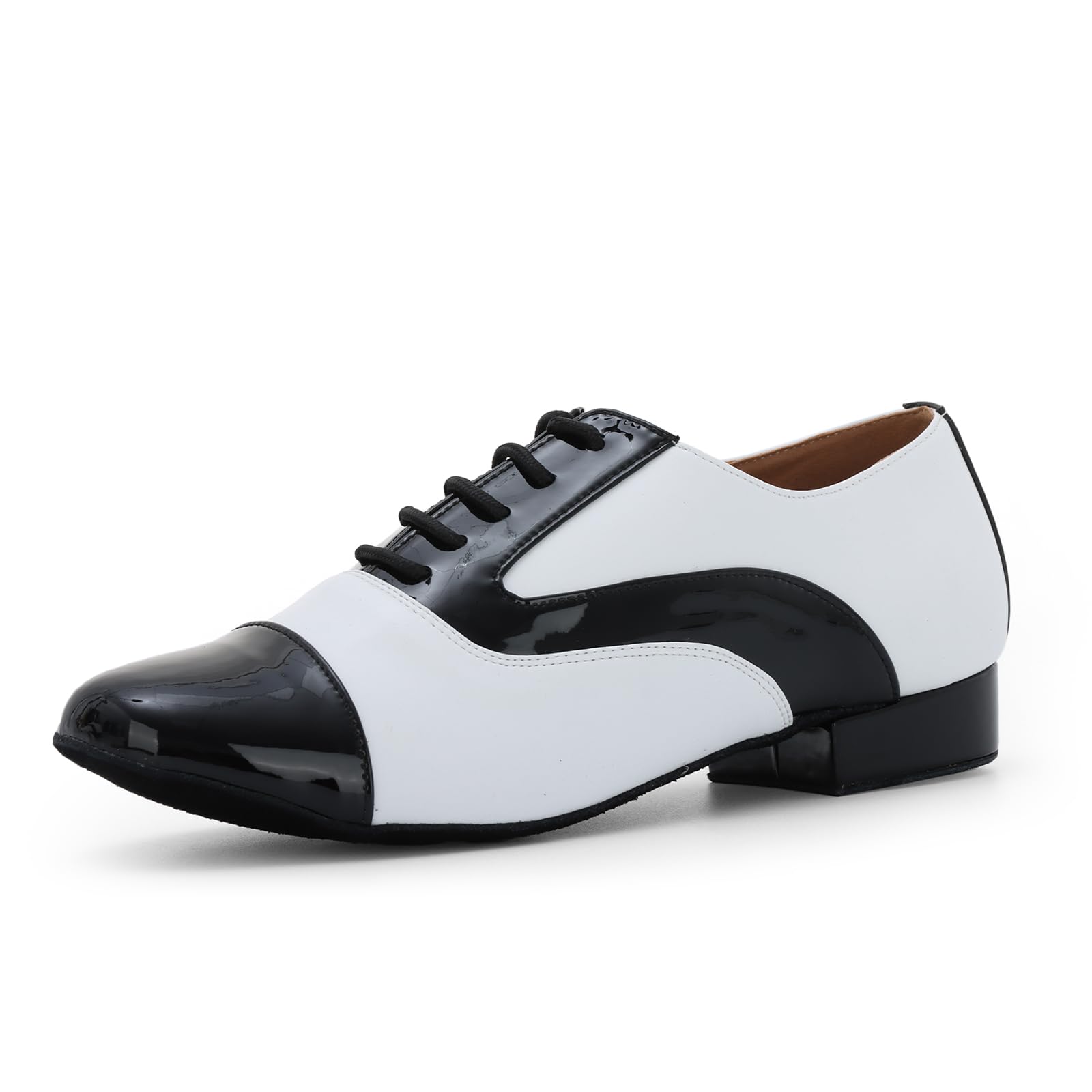 Zapatos de Baile Sintético para Latino Hombre Salsa de Tacón Bajo Práctica Danza Zapatos 2.5 cm,Negro