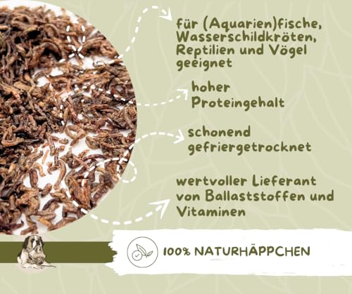 Warnick´s Tierfutterservice Rote getrocknete Mückenlarven FD, Bloodworms, Naturfutter, Fischfutter ca. 1.000ml / 80g