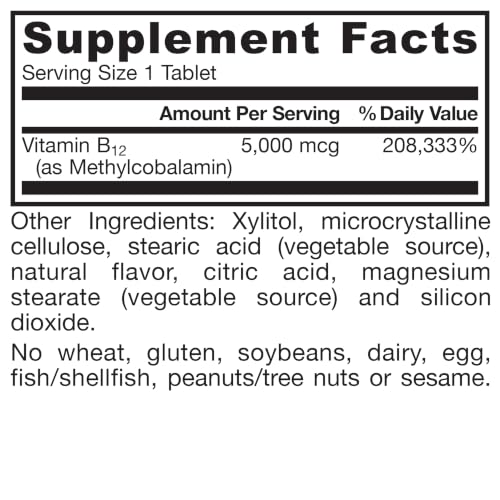 Jarrow Methyl Vitamin B-12 5000 mcg, Cellular Energy, 60 Chewable Tablets - image 8