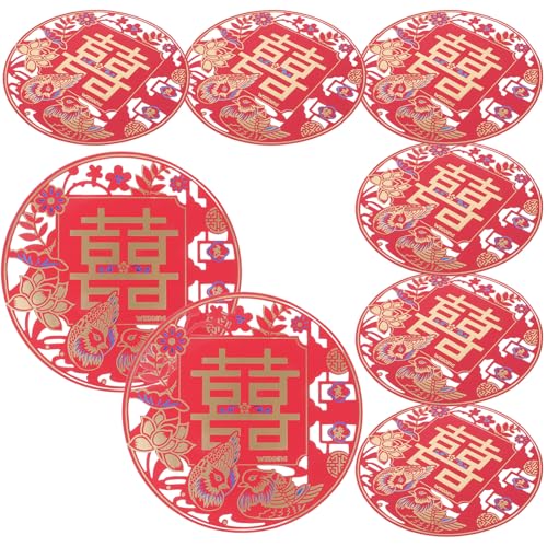 OSALADI 8PCS Chinese Handmade Wedding Paper Cut Decorations for Door Window Traditional Festive Decor Random Styles Durable Material for Celebrations and Weddings