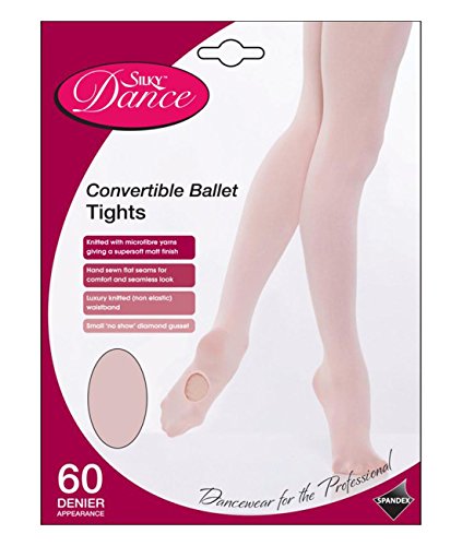 SILKY BALLET DANCE TIGHTS CONVERTIBLE FOOT PINK LADIES SIZES 10% SPANDEX (Small)