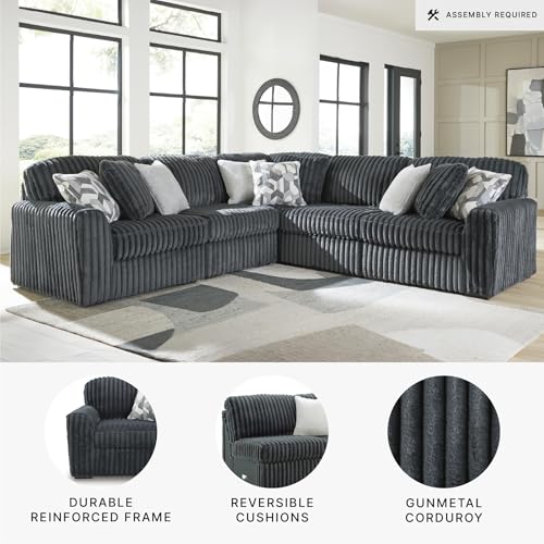 Image of Signature Design by Ashley 5-Piece L-Shaped Sectional Couch, Gunmetal