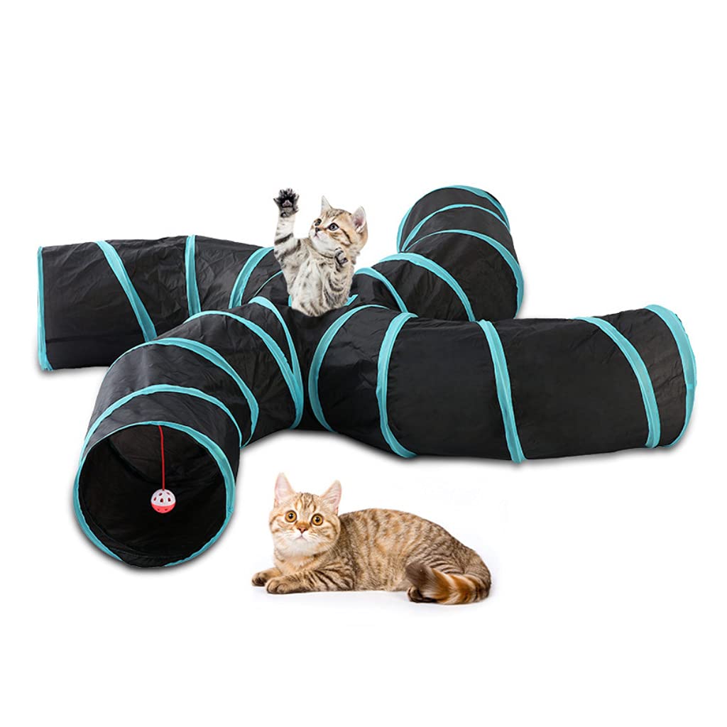 Tunnel per gatti, pieghevole, portatile, facile da riporre, in poliestere, facile da pulire, per accompagnare la strada per gatti e animali domestici, morbido e increspato