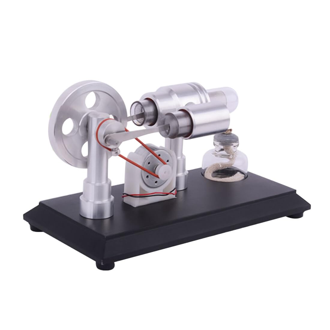 Generic zestaw do budowy silnika Stirlinga, zewnętrzny silnik spalinowy Sterling Engine Kit, zestaw DIY 2-cylindrowy silnik Stirlinga edukacyjny nauka zestaw zabawka, 53451093DTA4VMP0NK9OZ7AR