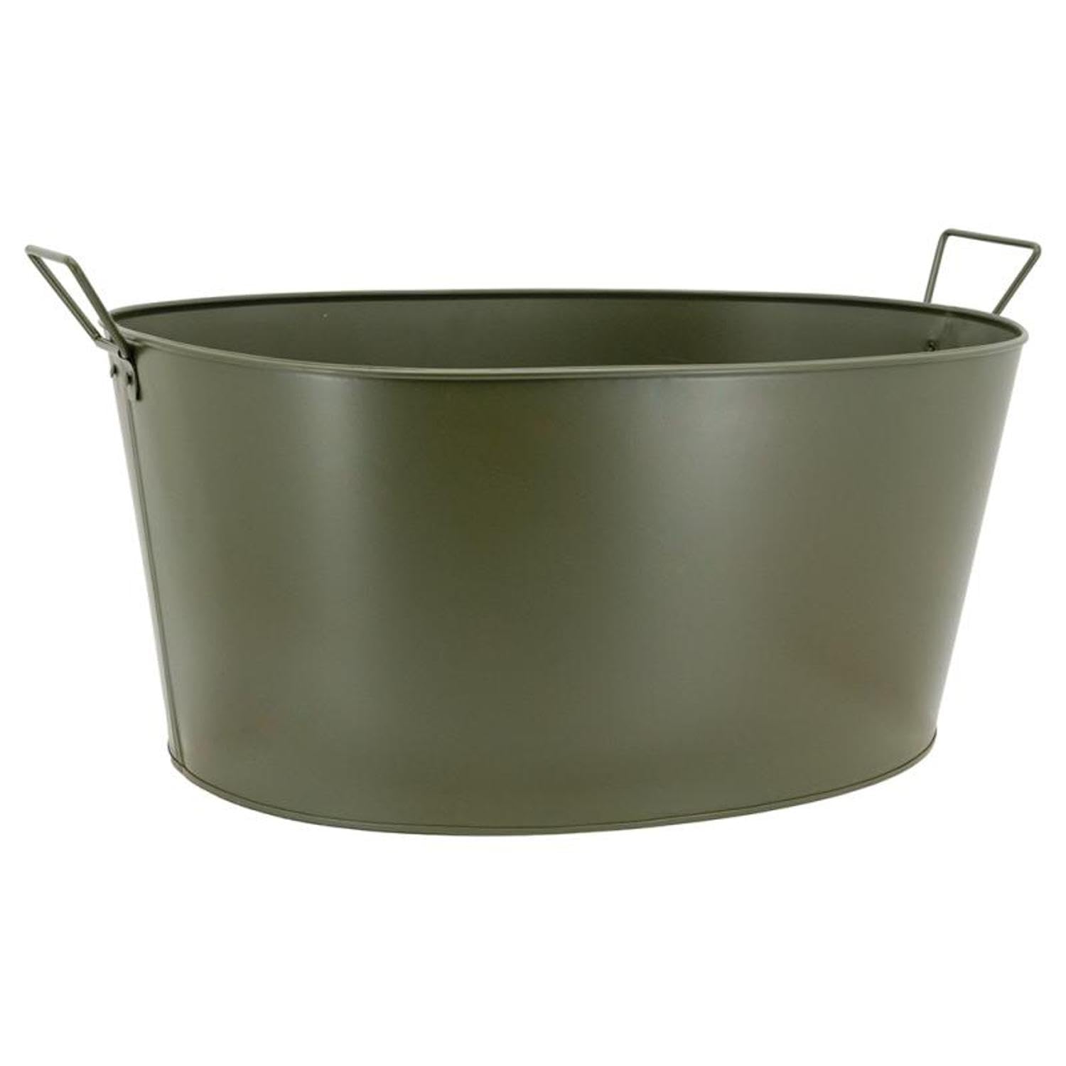 AUBRY GASPARD - Bassine Métal Kaki Cargo - Style Industriel/Vintage - 51 x 38.5 x 23 cm - Contenance 20 L - Finition Mate - 2 Anses Mobiles - Usage Intérieur/Extérieur Jardin Maison