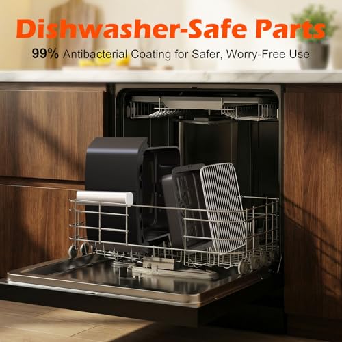 Dual Basket Air Fryer, 12.6QT Family-Size for 10–12 People, XL Basket for 6LB Whole Chicken, DoubleStack Compact Design, 10-in-1 Functions with Reheat, Dehydrate & SyncFinish, Dishwasher-Safe, Black - Image 7