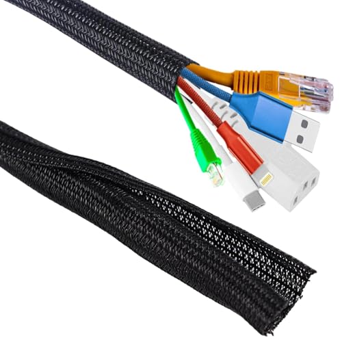 Manchons soignés pour câbles, diamètre 13 mm, tube de gestion de câbles de 3 m pour PC/TV, fil de protection autocollant, organisateur pour câble d'alimentation USB, câble audio vidéo