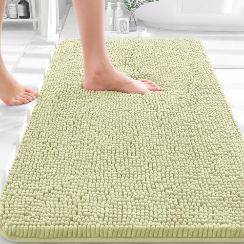Image of OLANLY Bathroom Rugs 32x20, Extra Soft Absorbent Chenille Bath Rugs, Rubber Backing Quick Dry, Machine Washable Bath Mats for Bathroom Floor, Tub and Shower, Home Decor Accessories, Vanilla
