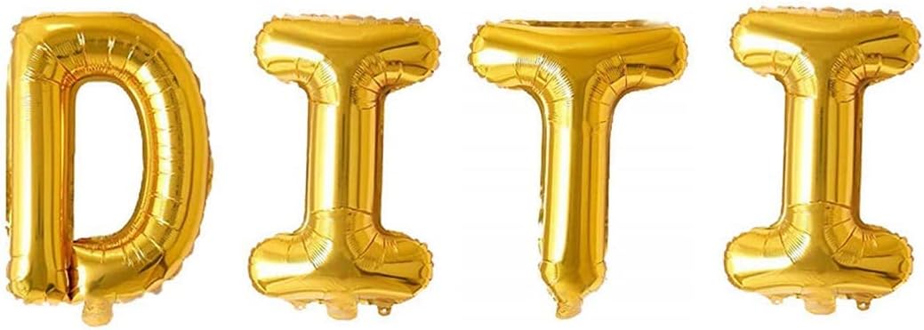 AR GIFTZADDA " DITI " Name Alphabet Letters Golden Foil Balloon 16"Inch (D Letter) (DITI)