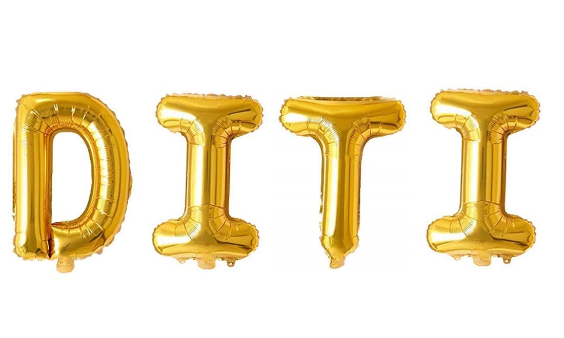 AR GIFTZADDA " DITI " Name Alphabet Letters Golden Foil Balloon 16"Inch (D Letter) (DITI)