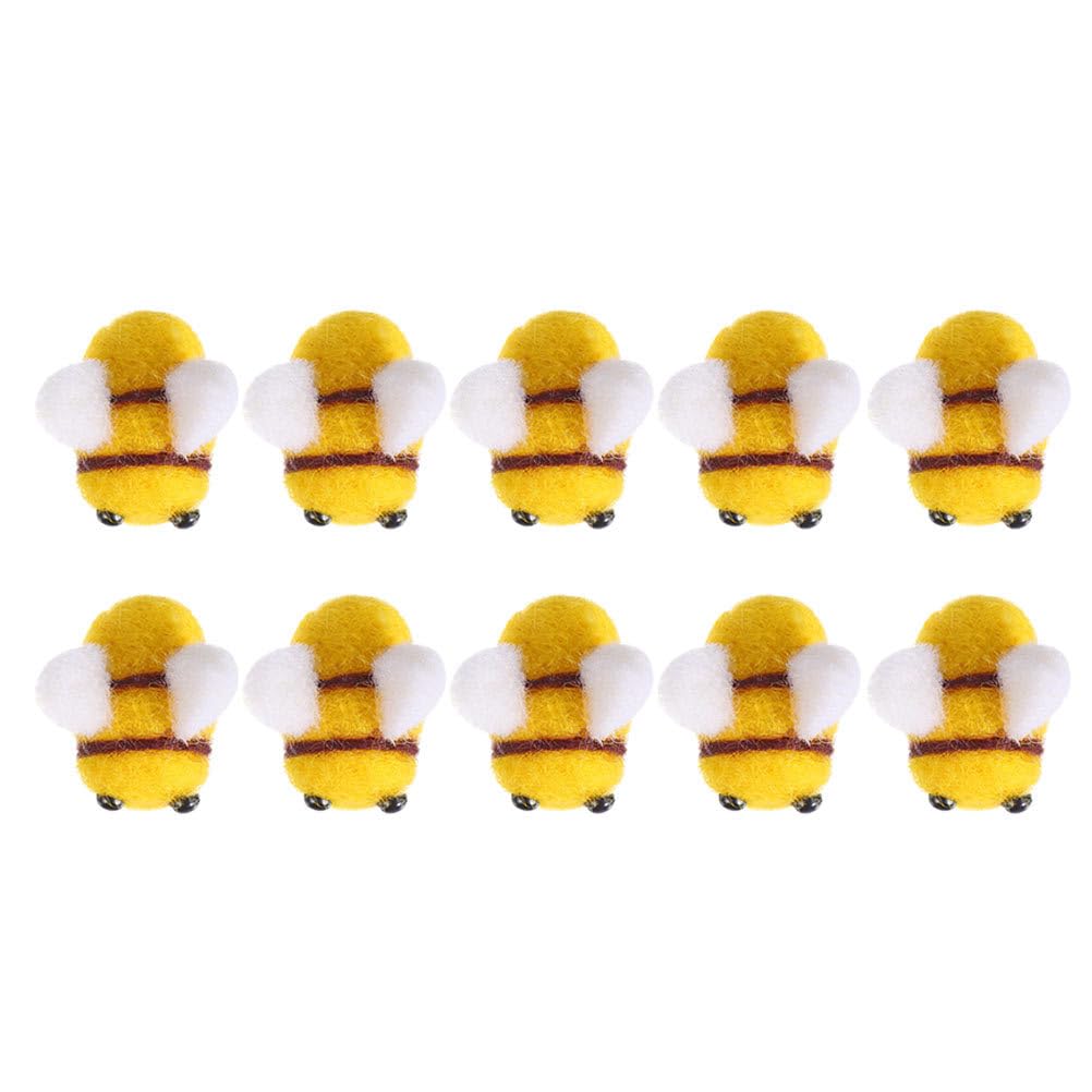 BESPORTBLE 20Pcs Felt Bee Plush Mini Wool Felt Bees Small s Mini s Wool Crafts Balls Honey Pom Poms DIY Decoration, Yellow, 3X2.5cm
