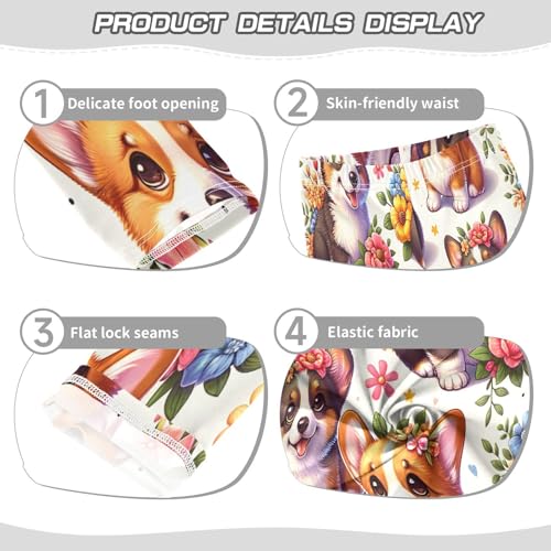 Toddler Girls Leggings Printed Yoga Pants Leggings Cute Dogs in Flowers for Kids3