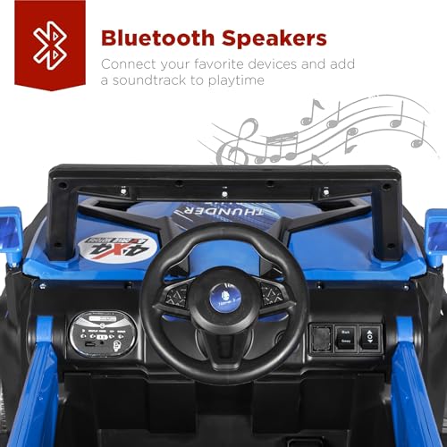 Image of Norman Jr Battery Operated 2x4 | Jeep Toy Kids Car with Remote+Steering+RGB Light+Mp3 USB Music | Rechargeable Car for Kids to Drive 3 to 12 Years | Large (Drifter) Cobalt Blue