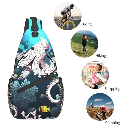 Bolso tipo Sling para mujer y hombre negro con diseño marino miniatura 5