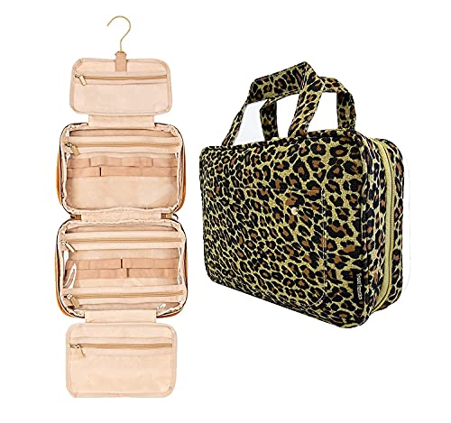 Travel Fanatics Water-Resistant Travel Organizer, Travel Bags for Women, Travel Makeup Bag, Vacation Essentials Hanging Travel Toiletry Bag - Leopard