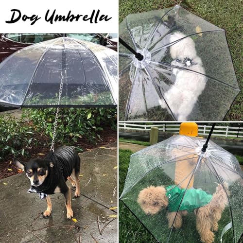 Lesypet Regenschirm mit Leine für kleine Haustiere, Regenschirm für Hunde, passend für 50,8 cm Rückenlänge