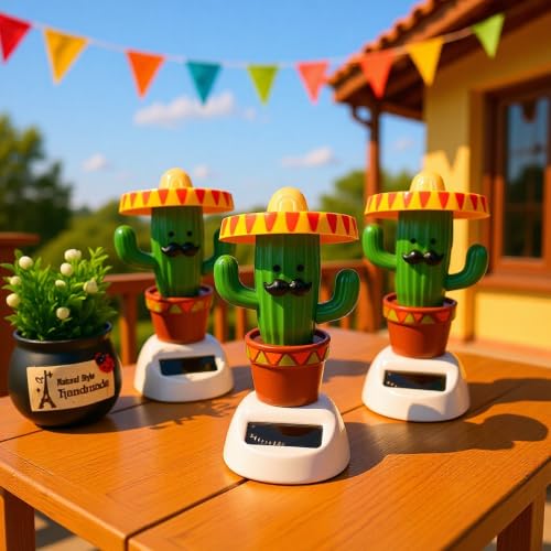 Bobbleheads solares de cactus: figuras alegres para el salpicadero del coche 4