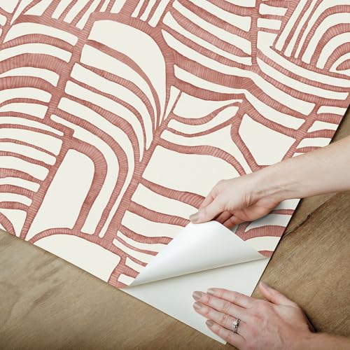 Nikki Chu Featherwork Red Premium Peel and Stick Wallpaper, PSW1657RL by York Wallcoverings - Image 2