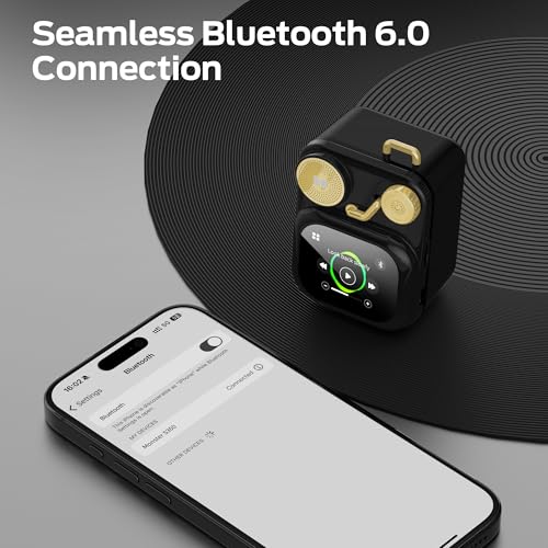 Image of Monster S350 Bluetooth Speakers, Portable Wireless Speaker with Touch Screen, Bluetooth 6.0, Retro Gift Speaker with Message and Alarm Push, Support TF Card, for Friends, Black