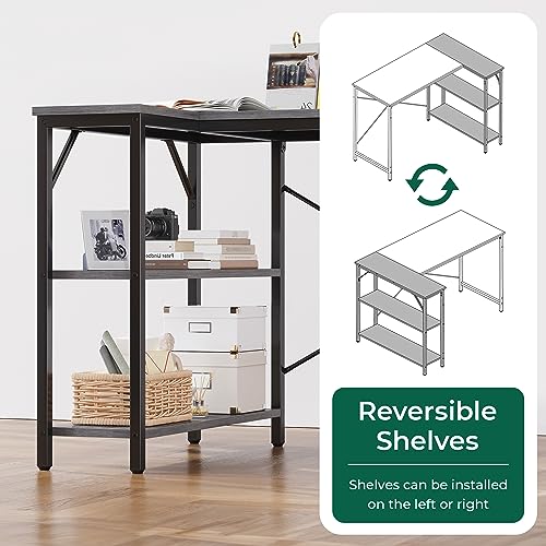 image for Huuger L Shaped Desk, 47 Inches Computer Desk with Reversible Storage 