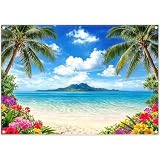 Luminora 2,1x1,5 m Sfondo Estate Hawaii Mare Spiaggia Aloha Alberi Tropicali Fiori Oceano Sfondo Luau Vacanza Feste di Compleanno Decorazioni Baby Shower Banner Foto Accessori