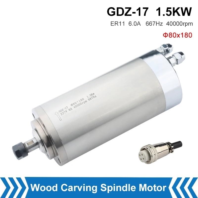 WAAZVXS 1.5KW GDZ-17 CNC Spindle Water Cooled Motor ?80mm 40000rpm ER11 Chuck CNC Milling Machine Wood Carving 220V/380V (Color : 380V, Size : 80x180mm)