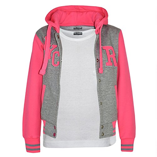 Survêtement fille gris et rose fluo stretch pour l'EPS et le running