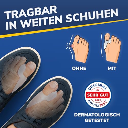 FLEXIFEET® Hallux Valgus Korrektur Zehenspreizer für den Großen Zeh - 6 Stk Zehentrenner Hallux Valgus, Ballenzehen Korrektur - Hallux Valgus Bandage Universalgröße, Damen, Herren, 0% BPA