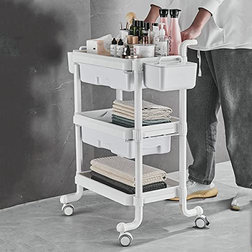 Carrito de 3 niveles con ruedas para salones de belleza y clínicas