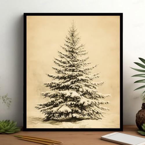 Image of HubbgDesign Vintage Christmas Tree Wall Decor, Christmas Decoration, Forest Wall Art Decor, Rustic Winter Holiday Wall Art for Living Room Bedroom Entryway, Christmas Home Decor Gift for Family Hosts