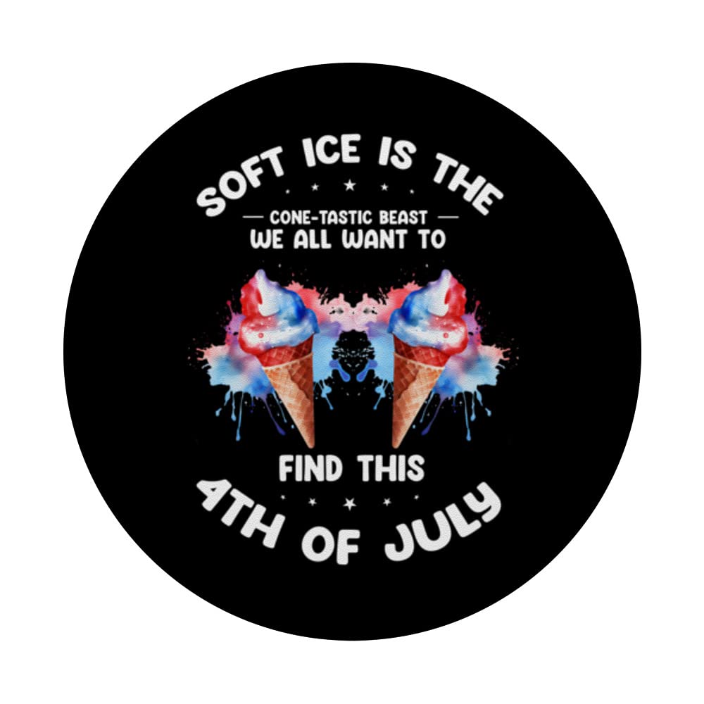 Patriotic Ice Cream Quote for 4th of July Kids PopSockets Swappable PopGrip, Black - Image 3