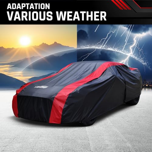 Image of Car Cover Custom Fit for Ford Taurus 1986-1991 Sedan, Taurus Car Cover Waterproof All Weather with Cotton Liner for Rain Snow Sun Protection, Compatible with LX GL SHO Sedan
