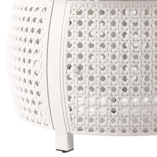 Image of Oakland Living Round 44 in. x 44 in. Aluminum Propane Fire Pit Table with Glass Beads, Two Covers, Lid, 57,000 BTUs in White Finish