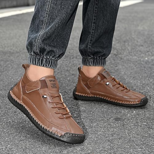 Image of Womens Casual Shoes Ankle Chukka Boots Slip On Breathable Loafers Handmade Fashion Sneakers Mid top Walking Driving Flats Shoes