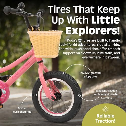 Image of Retrospec Koda Plus Kids Bike for Boys & Girls Ages 2-3 Years - 12 inch Children's Bicycle, Adjustable Seat & Handlebars, Removable Training Wheels, Front Hand Brakes, Rear Coaster Brake & Safety Bell