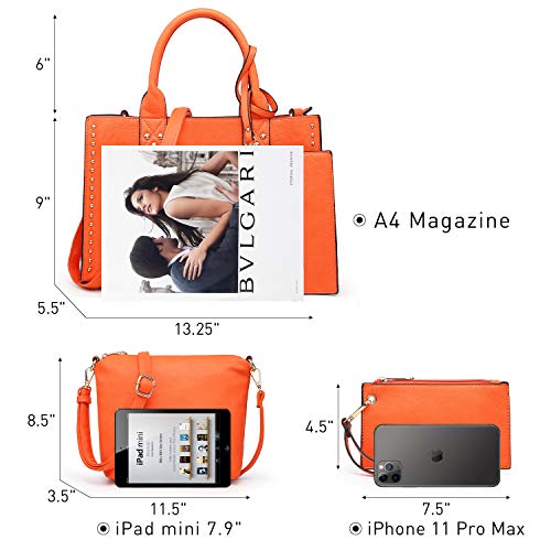 Dasein 3pcs Women Handbag Wallet Top Handle Satchel Purse Hobo Crossbody Shoulder Bag Tote Bag with Studs - Image 3