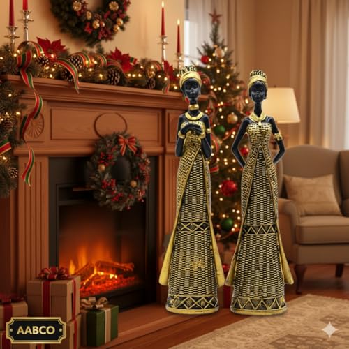 Image of Vibrant Beautiful Finish Uniquely Hand Crafted Home Decor African Tribal Women Art Piece (Set of 2)