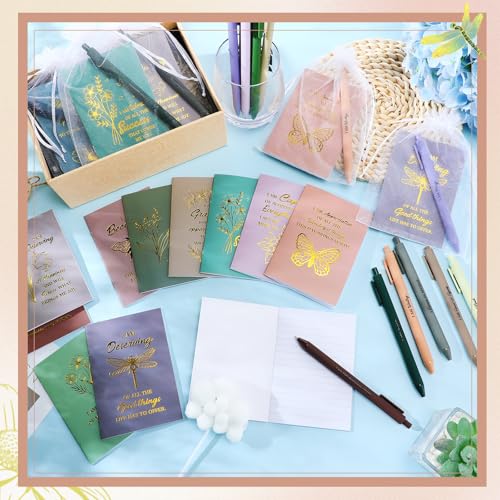 Image of Mooliwe 24 Pcs Positive Affirmation Gift Set Gratitude Notebooks with Pens Small Bags Motivational Encouragement Notepads Daily Affirmations Journal for Women Stress Relief Self Care (Morandi)