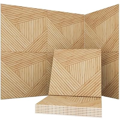 Soon Global Acoustical Wall Panels, 6-Piece 23.62 X 23.62 Inches Art Acoustic Panels, Decorative Acoustic Panels, Acoustic Wall Panels, Sound Absorbing Wall Art, Timber Spiral
