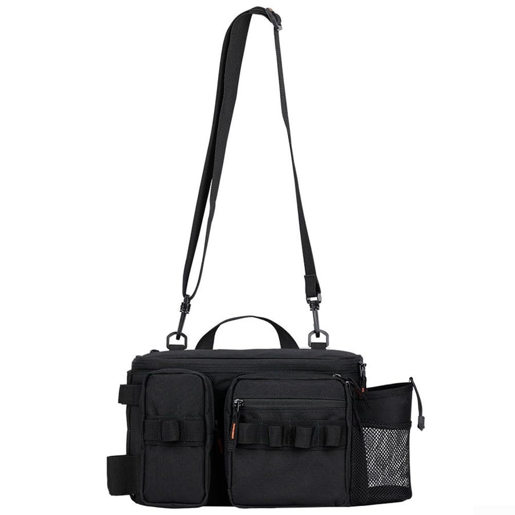 RX1911 Sac de pêche monté à la taille avec ceinture réglable en forme de V et dos en maille respirante pour un confort tout au long de la journée (grand noir)