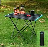REHOOF Campingtisch Klappbar Klein Aluminium Tischplatte, Ultraleicht, Kompakt, Campingtisch Faltbar Mit Tragetasche Für Outdoor, Strand, Grillen, Picknick, Festival,Wandern, Radfahren,40.7×35×31.5Cm