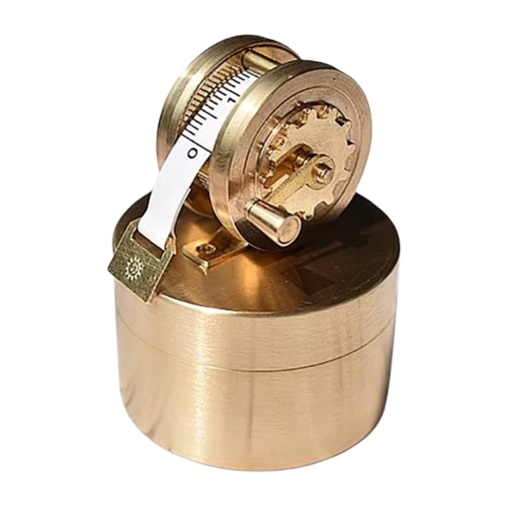 Toplionace Mini Cinta Métrica Vintage de Cobre: ​​Herramienta de Costura Manual Retráctil de Estilo Antiguo con Volante de Latón