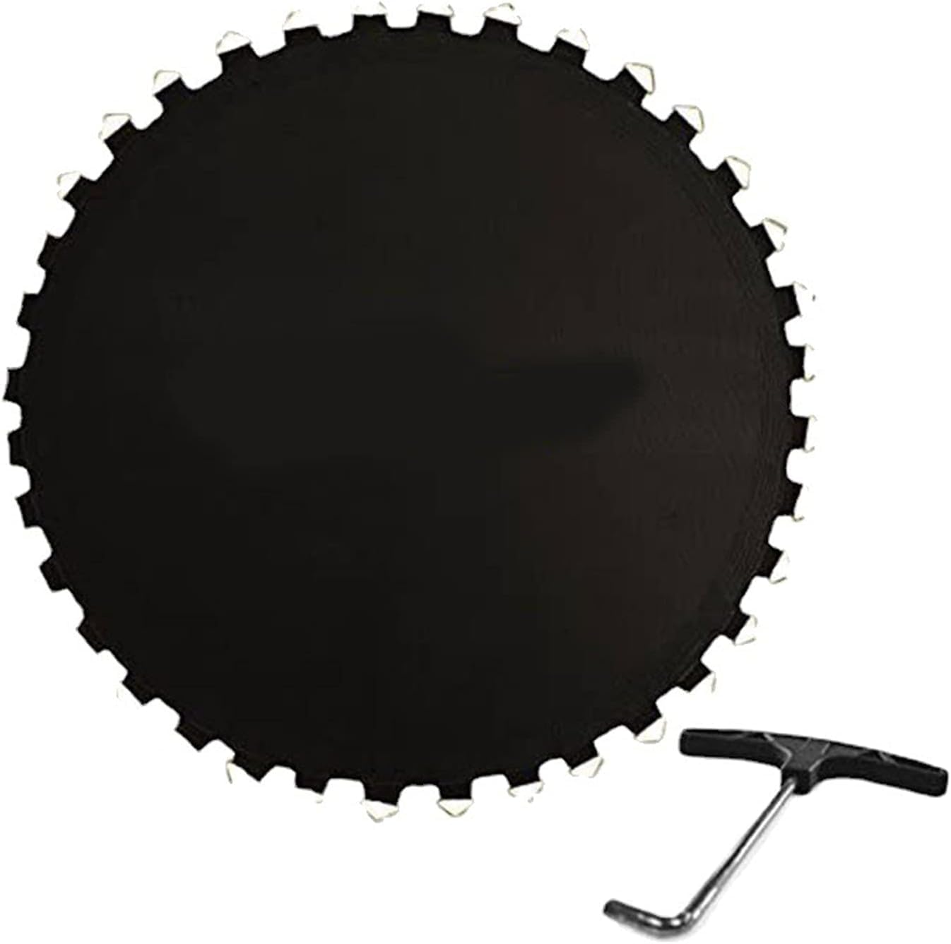 Alfombrilla de salto de repuesto de 4.3 m, tela negra, 88 hebillas para un agarre seguro con forma redonda, ideal para diversión familiar y fitness al aire libre