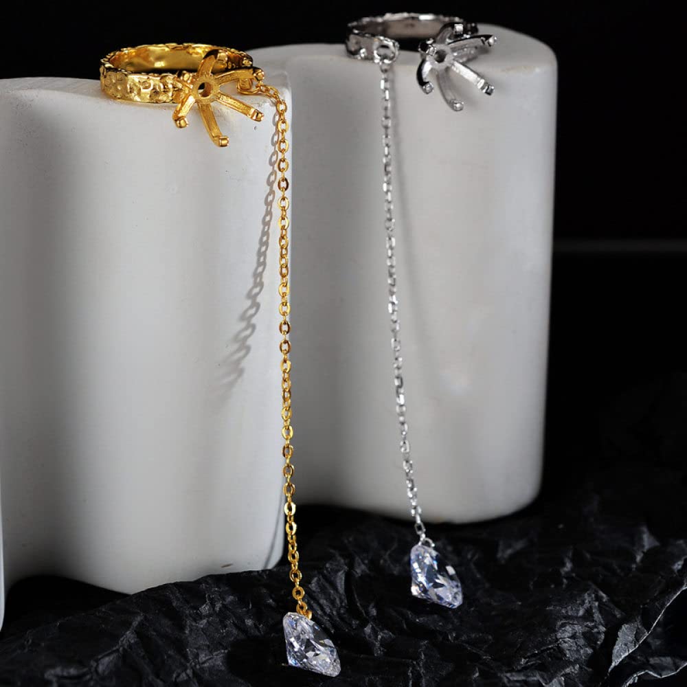 Anello In Argento Sterling 925,Anelli Regolabili Per Donna Ciondolo Zircone Argento Sterling 925 La Catena Semplici Anelli Di Eternità Fedi Nuziali Placcate Oro Anelli Promessa Per Ragazze Signore