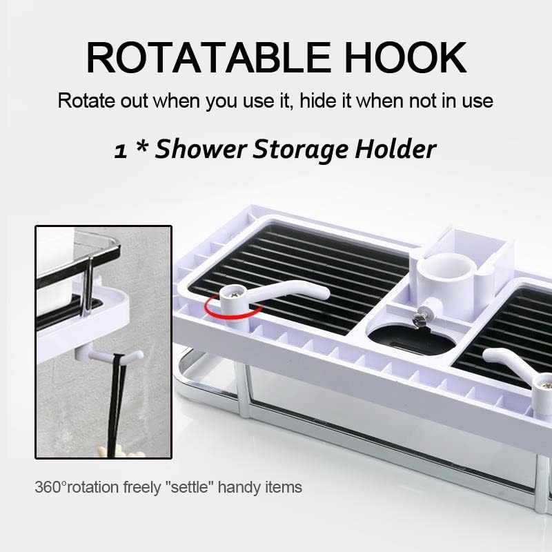 Mounteps Bathroom Shelf Caddy for Shower Rail,Bathroom Hanging Pole Shower Caddy Basket Tidy Storage Shelf Organiser Tray Rack Fit 24/25mm Hole Rail (Black)