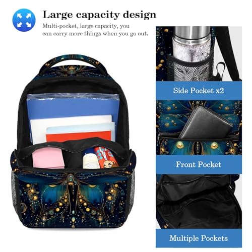 Sac à dos papillon bleu 2 pièces grand format, l'ensemble scolaire complet pour le collège - 3