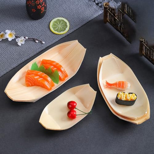 Platos desechables de madera para sushi 50 pcs miniatura 6