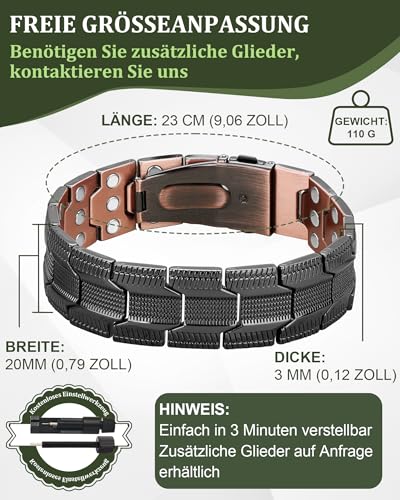 Pulsera magnética de cobre puro al 99,99% BioMag para caballero 3