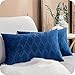 Topfinel Kissenbezug 30x50 cm Blau 2er Set Vintage deko mit Wellenmuster Samt Kissenbezüge Kissenhüllle Polsterbezug für Sofa Wohnzimmer Dekokissen Couch Kissen Nackenkissen Kopfkissen
